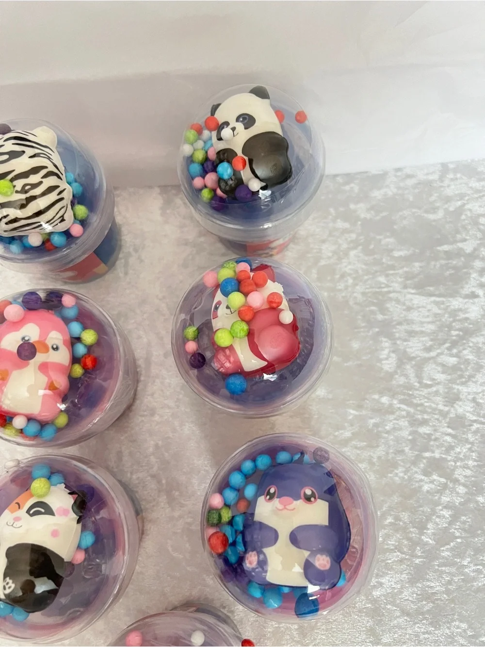 Lot of 7 Slime Sundae Party Favor Topped with Cuteness Squishy Animals Age 3+